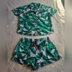 Liz Claiborne Green and Teal Tropical Print Sleepwear Set